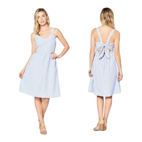 Renee C. Dress Size Large Tie Back Blue and white Striped Large Dress - Picture 1 of 16